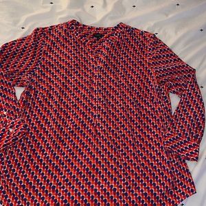 Talbot’s blue, red, and orange dot blouse in 3X petite, NWT.